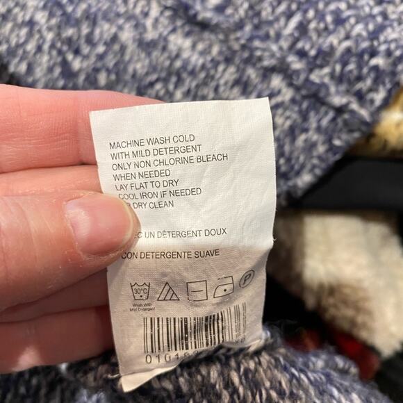 A Pea in the Pod Maternity Sweater Women's Size Large Short Sleeve Blue & White - Picture 5 of 6